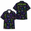 Personalized Alien Ufo Neon Hawaiian Shirt For Men And Women, Short Sleeve Funny Sci-Fi Space Galaxy, Custom Name Summer Button Down - Style 9