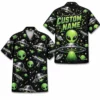Personalized Alien Ufo Outer Space Hawaiian Shirt For Men And Women, Short Sleeve Funny Sci-Fi Galaxy Night Print, Custom Name Button Down - Style 10