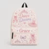 Personalized Back To School Backpack With Name For Girls, Custom Dance Dreams Kids Bookbag, Cute Ballet Tutu Tiara Cream School Bag For Elementary