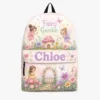 Personalized Back To School Backpack With Name For Girls, Custom Fairy Garden Kids Bookbag, Cute Mushroom Magical School Bag For Elementary Student