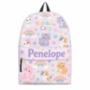 Personalized Back To School Backpack With Name For Girls, Custom Rainbow Cats Kids Bookbag, Cute Kitten Purple Pastel School Bag For Elementary Student