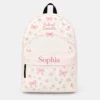Personalized Back To School Backpack With Name For Girls, Custom School Sweetie Kids Bookbag, Cute Pink Gingham Bow Daisy School Bag For Elementary