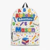 Personalized Back To School Backpack With Name For Kids, Custom Alphabet Adventure Toddler School Bag, Cute Abc Colorful Bookbag For Kindergarten