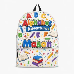 Personalized Back To School Backpack With Name For Kids, Custom Alphabet Adventure Toddler School Bag, Cute Abc Colorful Bookbag For Kindergarten
