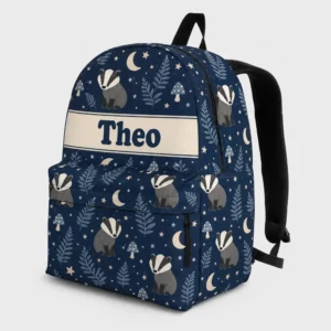 Personalized Back To School Backpack With Name For Kids, Custom Badger Forest Kids Bookbag, Cute Bag For Elementary Boys Girls
