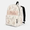 Personalized Back To School Backpack With Name For Kids, Custom Boho Bunny Floral Girls Bookbag, School Bag For Elementary Girls