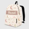 Personalized Back To School Backpack With Name For Kids, Custom Boho Moon Stars Boys Girls Bookbag, School Bag For Elementary Kids