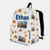 Personalized Back To School Backpack With Name For Kids, Custom Cement Mixer Truck Boys Bookbag, Cute White Bag For Elementary Boys