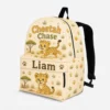 Personalized Back To School Backpack With Name For Kids, Custom Cheetah Chase Kids Bookbag, Cute Safari Wild Animal Leopard Beige Bag For Elementary