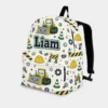 Personalized Back To School Backpack With Name For Kids, Custom Construction Bulldozer Boys Bookbag, White Bag For Elementary Boys