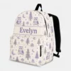 Personalized Back To School Backpack With Name For Kids, Custom Cute Owl Girls Bookbag, Woodland Forest Mushroom Cream Bag For Elementary School Girl