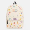 Personalized Back To School Backpack With Name For Kids, Custom Cute Watercolor School Supplies Bookbag, Pastel Smiley Face Cream Bag For Elementary