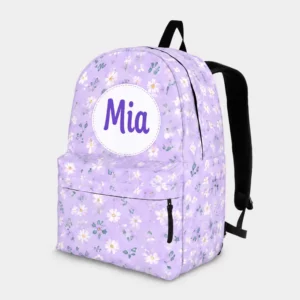 Personalized Back To School Backpack With Name For Kids, Custom Flower Girls Bookbag, Bag For Elementary Girls