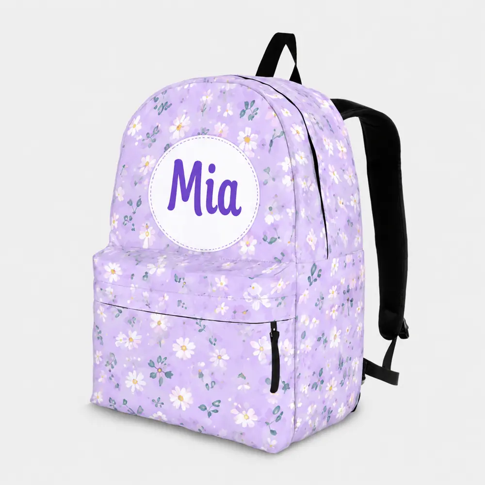 Personalized Back To School Backpack With Name For Kids, Custom Flower Girls Bookbag, Bag For Elementary Girls