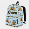 Personalized Back To School Backpack With Name For Kids, Custom Forklift Truck Boys Bookbag, Construction Bag For Elementary Boys