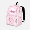 Personalized Back To School Backpack With Name For Kids, Custom Lavender Flower Girls Bookbag, Bag For Elementary Girls