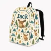 Personalized Back To School Backpack With Name For Kids, Custom Moose Boys Girls Bookbag, Mountain Forest School Bag For Elementary Students