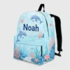 Personalized Back To School Backpack With Name For Kids, Custom Ocean Dolphin Boys Girls Bookbag, School Bag For Elementary Kids