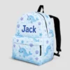 Personalized Back To School Backpack With Name For Kids, Custom Ocean Narwhal Boys Girls Bookbag, School Bag For Elementary Kids