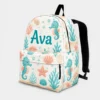 Personalized Back To School Backpack With Name For Kids, Custom Ocean Seahorse Boys Girls Bookbag, Sea School Bag For Elementary Kids