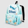 Personalized Back To School Backpack With Name For Kids, Custom Ocean Stingray Boys Girls Bookbag, School Bag For Elementary Kids