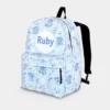 Personalized Back To School Backpack With Name For Kids, Custom Purple Floral Girls Bookbag, Bag For Elementary Girls
