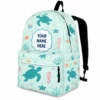 Personalized Back To School Backpack With Name For Kids, Custom Sea Turtle Seahorse Under The Sea Bookbag, Ocean Bag For Elementary Girls Boys