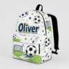 Personalized Back To School Backpack With Name For Kids, Custom Soccer Boys Bookbag, Sports Goal Net Green Field White School Bag For Elementary Boys