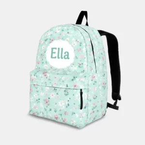 Personalized Back To School Backpack With Name For Kids, Custom Vintage Pink Daisy Flower Girls Bookbag, Bag For Elementary Girls
