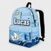Personalized Back To School Backpack With Name For Kids, Custom Volleyball Boys Bookbag, Cute Net Player Smiling Ball Blue Bag For Elementary Boys