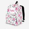 Personalized Back To School Backpack With Name For Kids, Custom Watercolor Pink Rose Girls Bookbag, Bag For Elementary Girls