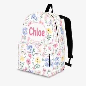 Personalized Back To School Backpack With Name For Kids, Custom Watercolor Wildflower Girls Bookbag, Bag For Elementary Girls - View 1