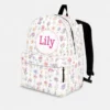 Personalized Back To School Backpack With Name For Kids, Custom Watercolor Wildflower Girls Bookbag, Bag For Elementary Girls