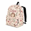 Personalized Back To School Backpack With Name For Kids, Custom Woodland Hedgehog Girls Bookbag, Nature Theme School Bag For Elementary Students