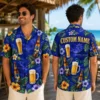 Personalized Beer Mug Tropical Hawaiian Shirt For Men And Women, Short Sleeve Fun Party Beverage Print, Custom Name Summer Button Down - View 1