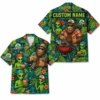Personalized Bigfoot Alien Tropical Forest Hawaiian Shirt For Men And Women, Short Sleeve Funny Sci-Fi Nature, Custom Name Summer Button Down - Style 4