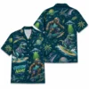 Personalized Bigfoot And Dinosaur Space Hawaiian Shirt For Men And Women, Short Sleeve Funny Sci-Fi Galaxy Mashup, Custom Name Summer Button Down - Style 1