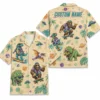 Personalized Bigfoot And Dinosaur Space Hawaiian Shirt For Men And Women, Short Sleeve Funny Sci-Fi Galaxy Mashup, Custom Name Summer Button Down - Style 8