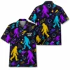 Personalized Bigfoot Sasquatch 80S 90S Neon Hawaiian Shirt For Men And Women, Short Sleeve Funny Cryptid Creature Retro, Custom Name Button Down - Style 3