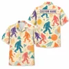 Personalized Bigfoot Sasquatch 80S 90S Neon Hawaiian Shirt For Men And Women, Short Sleeve Funny Cryptid Creature Retro, Custom Name Button Down - Style 4