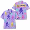 Personalized Bigfoot Sasquatch 80S 90S Neon Hawaiian Shirt For Men And Women, Short Sleeve Funny Cryptid Creature Retro, Custom Name Button Down - Style 5