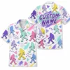 Personalized Bigfoot Sasquatch 80S 90S Neon Hawaiian Shirt For Men And Women, Short Sleeve Funny Cryptid Creature Retro, Custom Name Button Down - Style 8