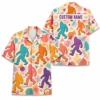 Personalized Bigfoot Sasquatch Retro Pastel Hawaiian Shirt For Men And Women, Short Sleeve Funny Summer Vacation, Custom Name Button Down - Style 1