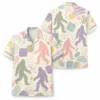 Personalized Bigfoot Sasquatch Retro Pastel Hawaiian Shirt For Men And Women, Short Sleeve Funny Summer Vacation, Custom Name Button Down - Style 3
