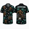 Personalized Bigfoot Soccer Player Hawaiian Shirt For Men And Women, Short Sleeve Funny Sasquatch Sports Print, Custom Name Button Down