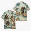 Personalized Bigfoot Summer Beach Aloha Hawaiian Shirt For Men And Women, Short Sleeve Funny Sasquatch Tropical Island Vacation, Custom Name Button Down - Style 8