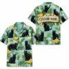 Personalized Black Cat Banana Summer Beach Aloha Hawaiian Shirt For Men And Women, Short Sleeve Cute Pet Tropical Island Vacation, Custom Name Button Down - Style 4
