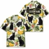 Personalized Black Cat Banana Summer Beach Aloha Hawaiian Shirt For Men And Women, Short Sleeve Cute Pet Tropical Island Vacation, Custom Name Button Down - Style 7