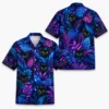 Personalized Black Cat Neon Jungle Hawaiian Shirt For Men And Women, Short Sleeve Cute Pet Glowing Tropical Night, Custom Name Summer Button Down - Style 3