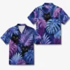 Personalized Black Cat Neon Jungle Hawaiian Shirt For Men And Women, Short Sleeve Cute Pet Glowing Tropical Night, Custom Name Summer Button Down - Style 6